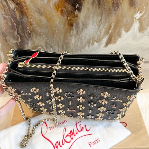 Christian Louboutin Triloubi Spiked Monogram Chain Shoulder Bag - Picture 9 of 11
